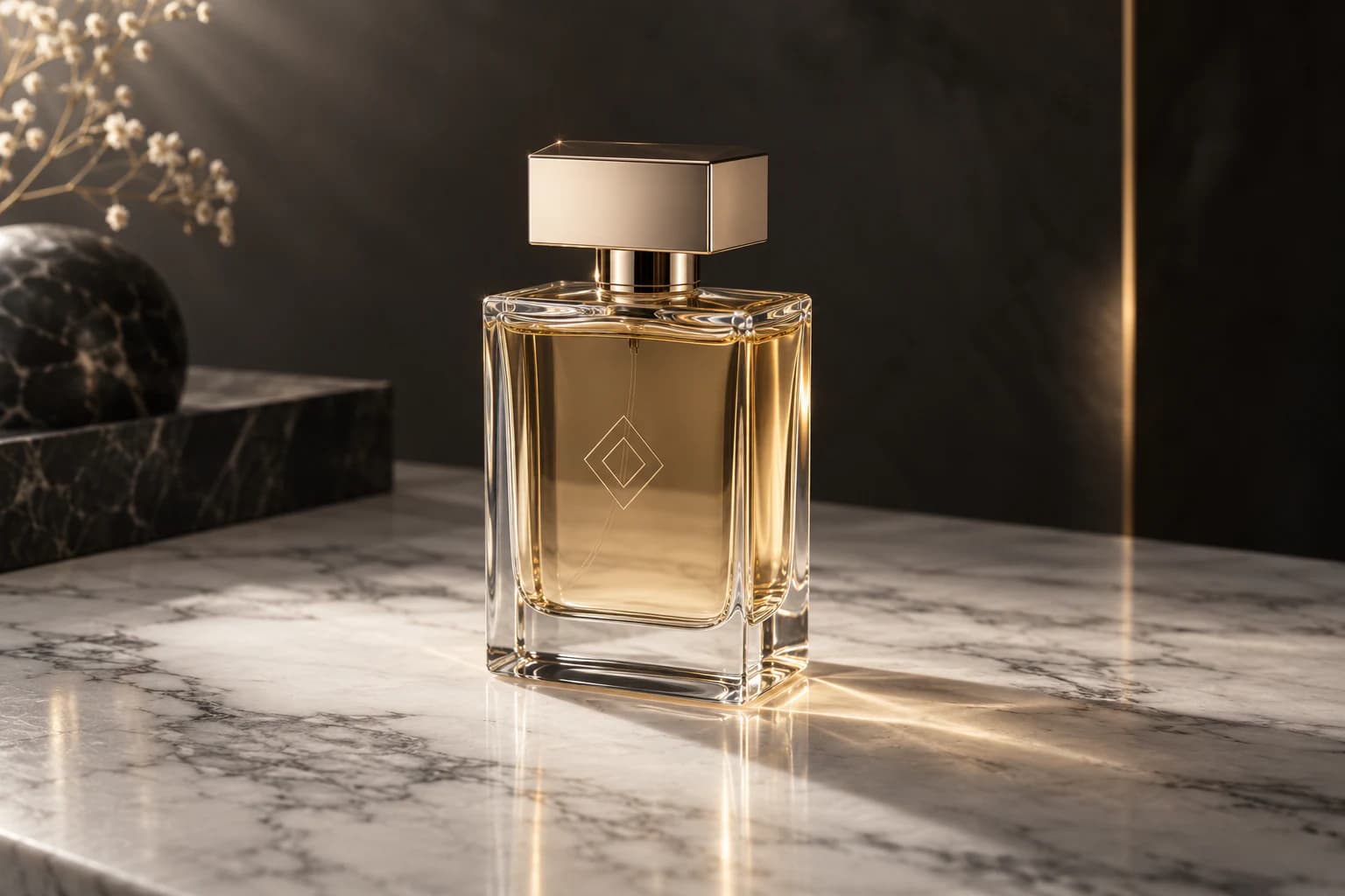 Product photograph on a marble tabletop